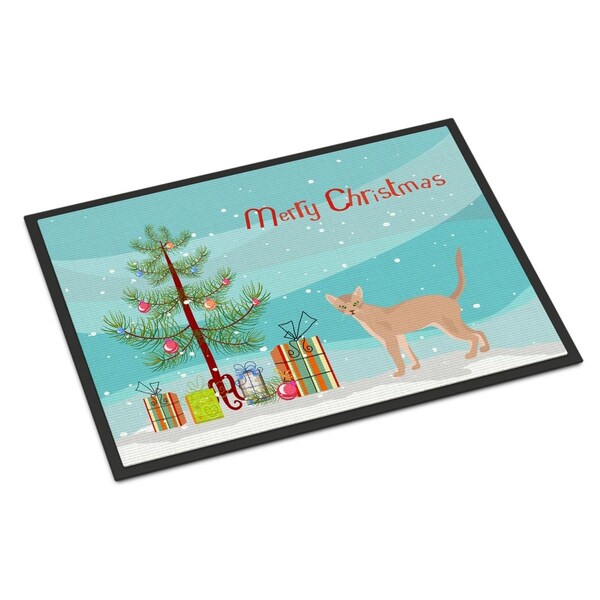 Carolines Treasures 24 x 36 in. Fawn Abyssinian Cat Merry Christmas Indoor or Outdoor Mat CK4546JMAT - main